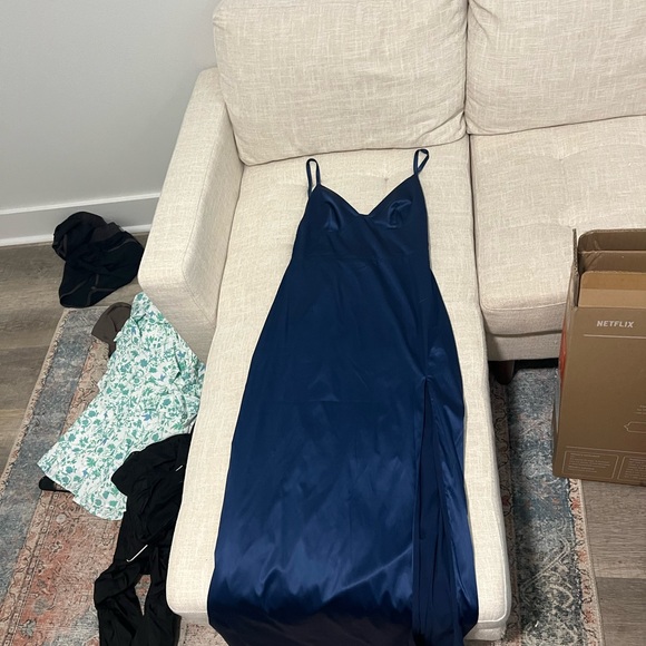 Elegant Navy Blue Slip Dress - Picture 1 of 3